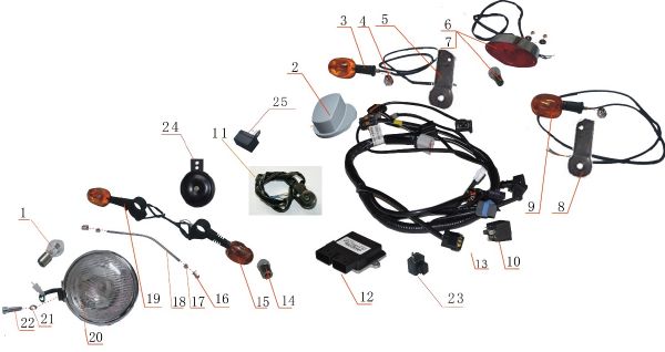 ELECTRICITE DAYTONA 125/350...N°09 CLIGNOTANT AR GAUCHE