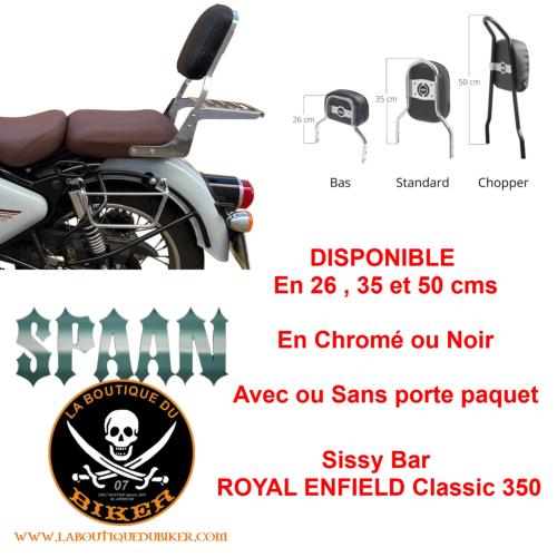 SISSY BAR ROYAL ENFIELD CLASSIC 350...HAUTEUR 35cm AVEC PORTE PAQUET...SP1860NE NOIR  #LABOUTIQUEDUBIKER