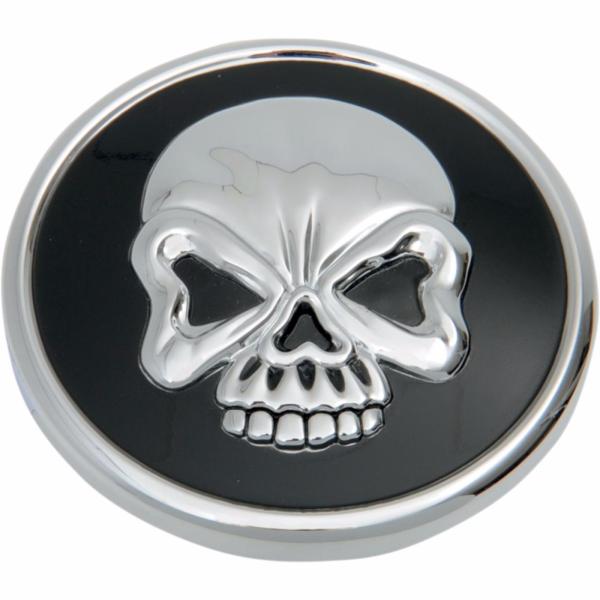 BOUCHON DE RESERVOIR HARLEY SKULL CHROME VENTILE HD 1996-2014...PE07030523 DRAG SPECIALTIES CAP GAS CHSKUL VNTD 97-19 07030523 / 012720