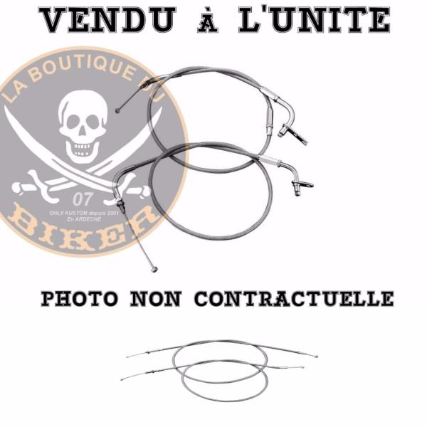 HARLEY A PARTIR DE 1996...CABLE ACCELERATEUR 112CM RETOUR AVIA...H20-01707 Highway Hawk Idle cable steel braided L2=112 cm Harley Davidson Big Twin Models 1996 up to 2015