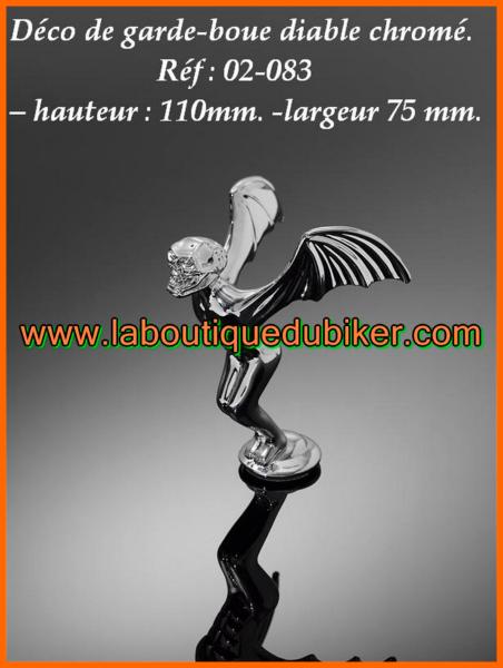 EMBLEME DE GARDE-BOUE DIABLE CHROME...H02-083...LA BOUTIQUE DU BIKER