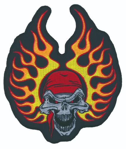 PATCHE BRODE...LT30006 FLAME BANDANA SKULL PETIT MODELE...LA BOUTIQUE DU BIKER