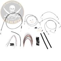 HARLEY FLHR / FLT 2008-2013...KIT DE CABLES COMPLET POUR GUIDON APE de 35.50cm...B30-1094 BURLY BRAND CABLE KIT 14" BRAIDED STAINLESS STEEL HANDLEBAR W/ABS