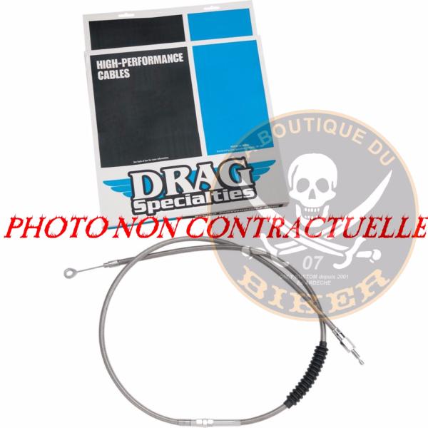 HARLEY FL... BIG TWIN 1987-2006 et SPORTSTER 1986-2013...CABLE D'EMBRAYAGE 189.5 cm AVIA..PE 06521457 DRAG SPECIALTIES CLUTCH CABLE HIGH EFFICIENCY STAINLESS STEEL 72 11/16"