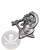 EMBLEME ADHESIF GRIM REAPER 55mm...H01-320 Highway Hawk Emblem "'Grim Reaper" in chrome 6 cm for gluing emblem...LA BOUTIQUE DU BIKER