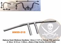 GUIDON SUZUKI EN 25/32 WISHBONE CHROME...VS1400 INTRUDER...H55-515 Highway Hawk Handlebar "Wishbone" 800 mm wide 200 mm high forSuzuki VS 1400 Intruder chrome TÜV