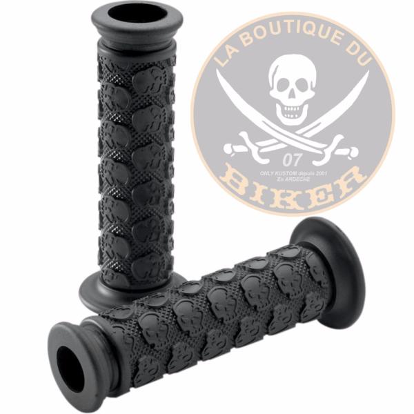 POIGNEES POUR GUIDON DE 22 SKULL...DRIVEN RACING GRIP SKULLY BLACK OPEN 06300720 / D701BKO