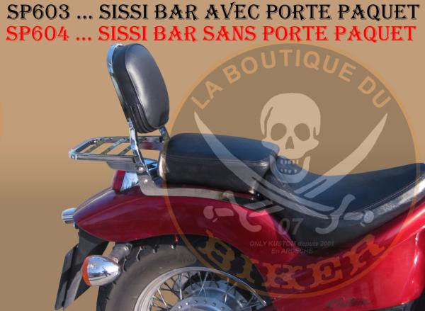 SISSI-BAR HONDA VT 600 SHADOW 1988-1998 HAUTEUR 35cm  AVEC PORTE PAQUET...SP603 CHROME LA BOUTIQUE DU BIKER