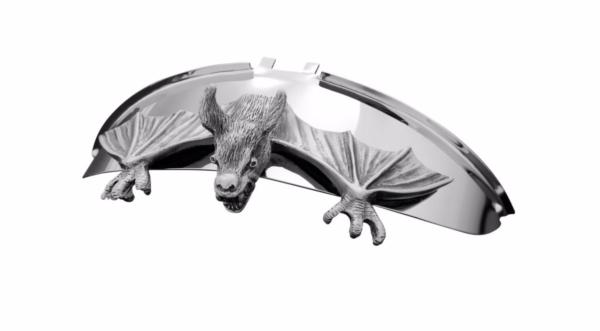 VISIERE 100mm CHAUVE SOURIS...H66-074 Highway Hawk Ornament "Bat" old silver for Headlight or Spotlight visors 100 mm wide - 1 piece...LA BOUTIQUE DU BIKER