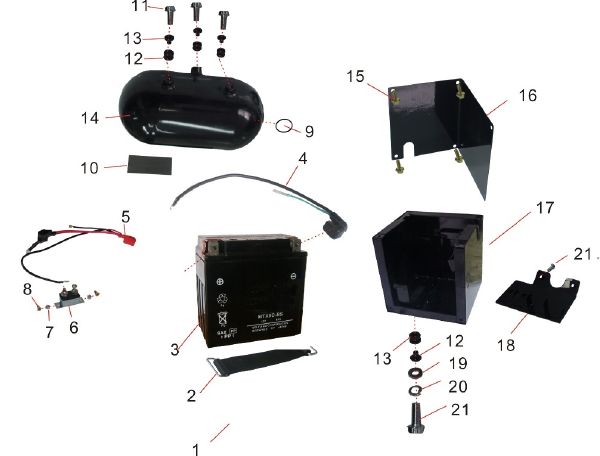 BATTERIE BOBBER 125/350 N°16	BOBBER3-16	 COUVERCLE DE BAC BATTERIE NOIR MAT 