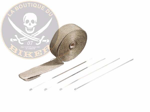 BANDE POUR ECHAPEMENT TITANIUM 50mm X 15M...H65-102 Highway Hawk Heat protection Exhaust Wrap motorcycle glass fabric titan look 15m...LA BOUTIQUE DU BIKER