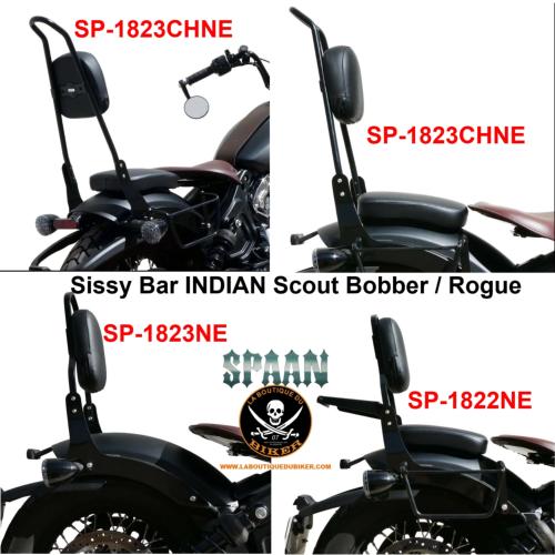 SISSI-BAR INDIAN SCOUT Bobber / Rogue AVEC PORTE PAQUET...SP1822CH CHROME HAUTEUR 50CM  #LABOUTIQUEDUBIKER