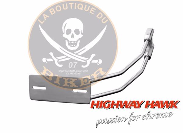 PLAQUE LATERALE UNIVERSEL POUR AXE 20mm...CHROME...H59-0400 Highway Hawk rear tire license plate holder chrome