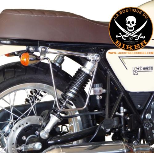 SUPPORTS SACOCHES AJS MOTORCYCLES Cadwell / Tempest 125...SP1566 CHROME...SPAAN LA BOUTIQUE DU BIKER