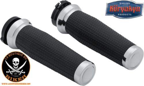 POIGNEES POUR GUIDON DE 25 HD + PAN AMERICA A CACLES...KURYAKYN GRIP THRESH HD CABLE CHR 06302314 / 5940
