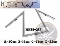 GUIDON EN 25 HARLEY HAUTEUR 30CM Z-BAR CHROME..H55-257 Highway Hawk Handlebar "Z-Bar Extreme" 630 mm wide 300 mm high for "1" (25,4 mm) clamping with 3 holes chrome TÜV