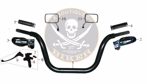 GUIDON DAYTONA/BOBBER/SPYDER...N°09 EMBRAYAGE LEVIER NOIR DAYTONA 125/350