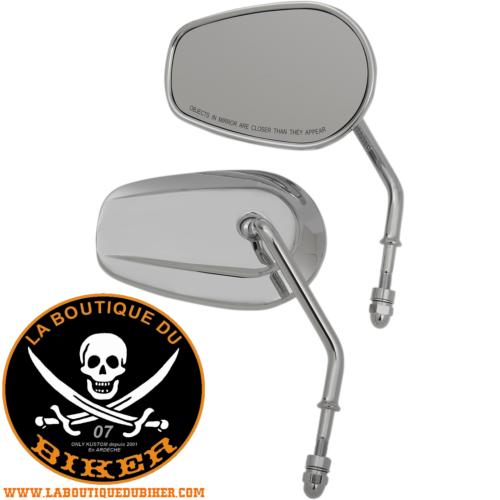 RETROVISEURS HARLEY CHROME TIGE 10cm LA PAIRE...DRAG SPECIALTIES MIRRORS REPL SHRT STM CHR 06401307 / M60-6385C