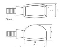 CLIGNOTANT CHROME BULLET ORANGE TIGE COURTE 8mm...H68-4991 Highway Hawk Turn Signal "Bullet light" chrome /short stem with amber lens/ M8 / 12V10W (1 Pc)