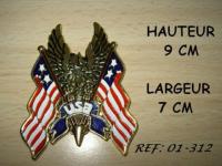 EMBLEME ADHESIF AIGLE USA...H01-312 Highway Hawk Emblem "Eagle USA-Flag" in gold 9 cm for gluing emblem...LA BOUTIQUE DU BIKER