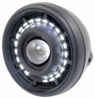 PHARE 190mm HOMOLOGUE DE TYPE LED...MONTAGE LATERAL...H223-150 Highway Hawk Headlight with LED "SHIN YOU CYCLOPS 7 inch" in black with E-Mark